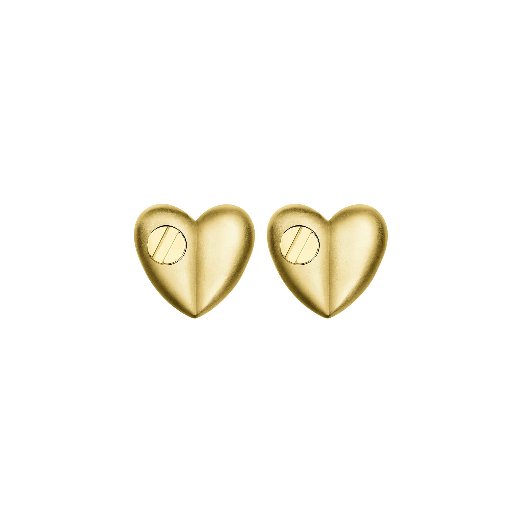 A detail of Heart Studs with Screw Mini in Yellow Gold